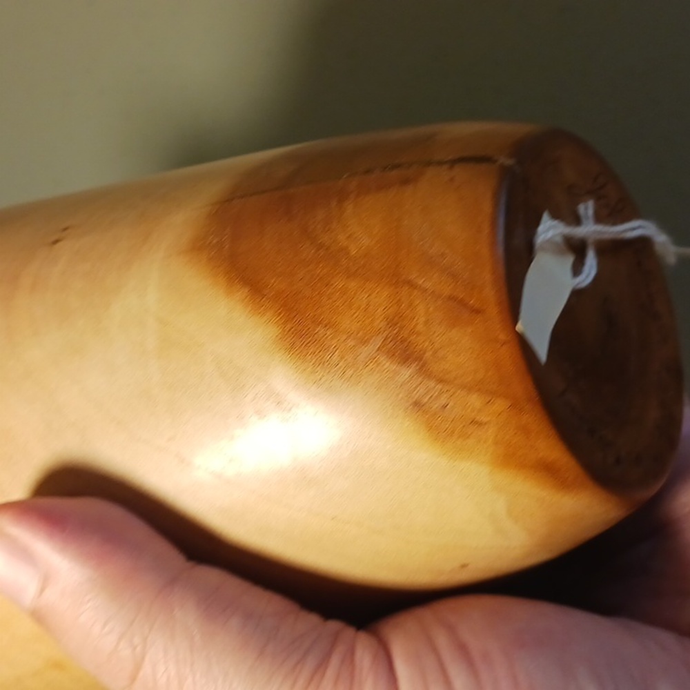 Cherry Wood Vase Hand Carved One-of-a-kind #eshopchicago Wooden Turned Art - Picture 5 of 7